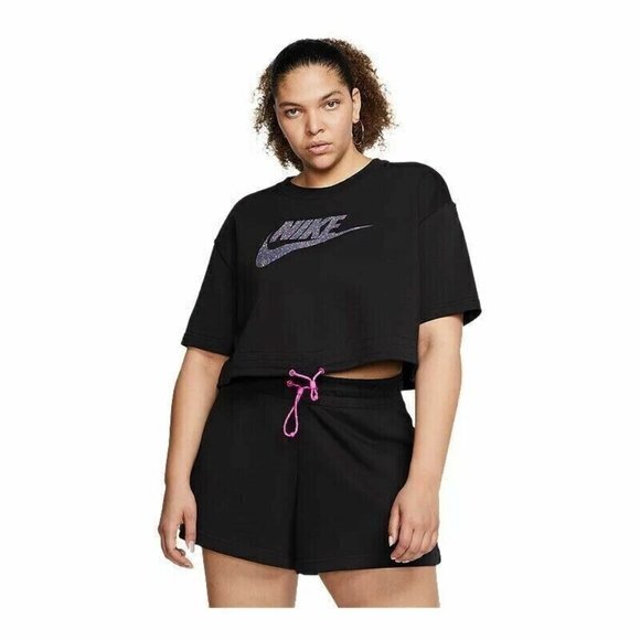 Nike Womwens Plus Size 3x Black Icon Clash Crop Tee - Picture 9 of 9